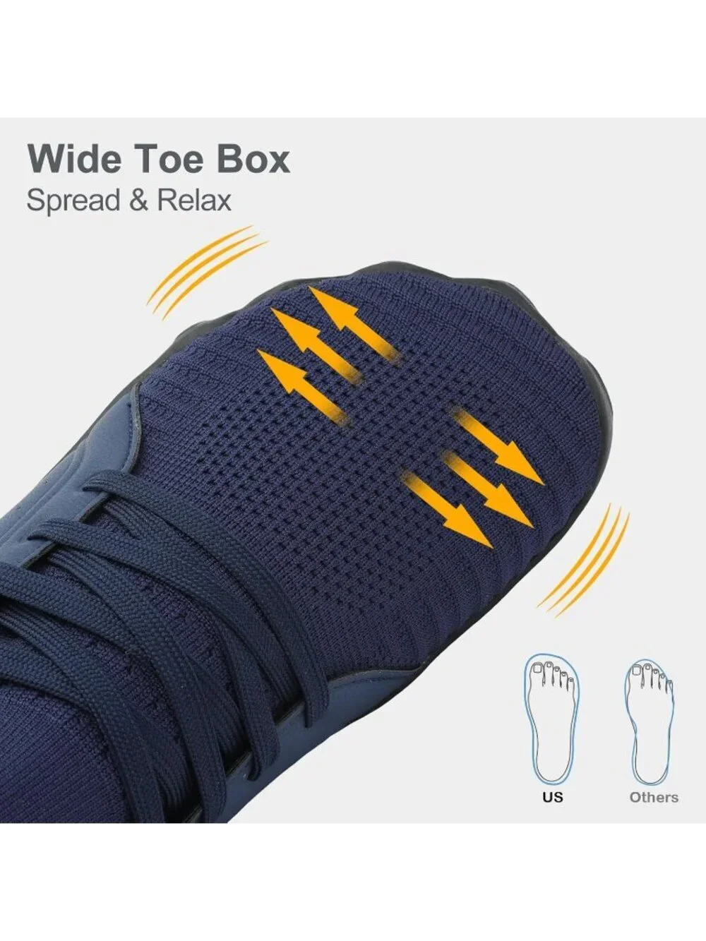 Men's Navy Barefoot Trail Running Shoes Minimalist Wide Toe Box Design Non-Slip